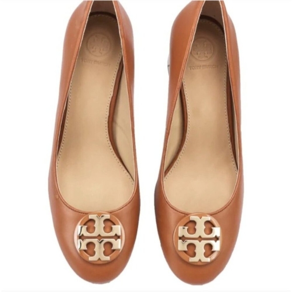 Tory Burch Brown Leather Flats with Metallic Logo Size 8 - Picture 2 of 13